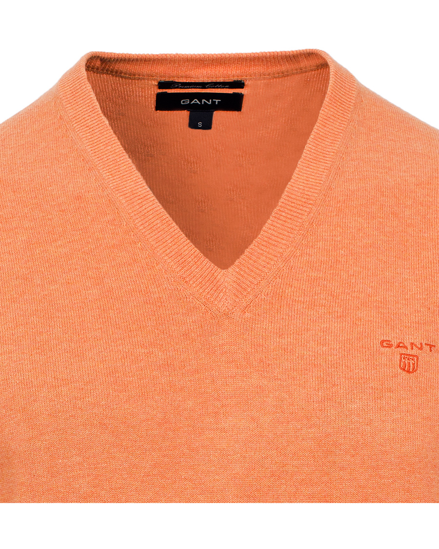 Uomini | Maglieria | GANT | Light Weight Cotton V-Neck Pullover Carrot Melange