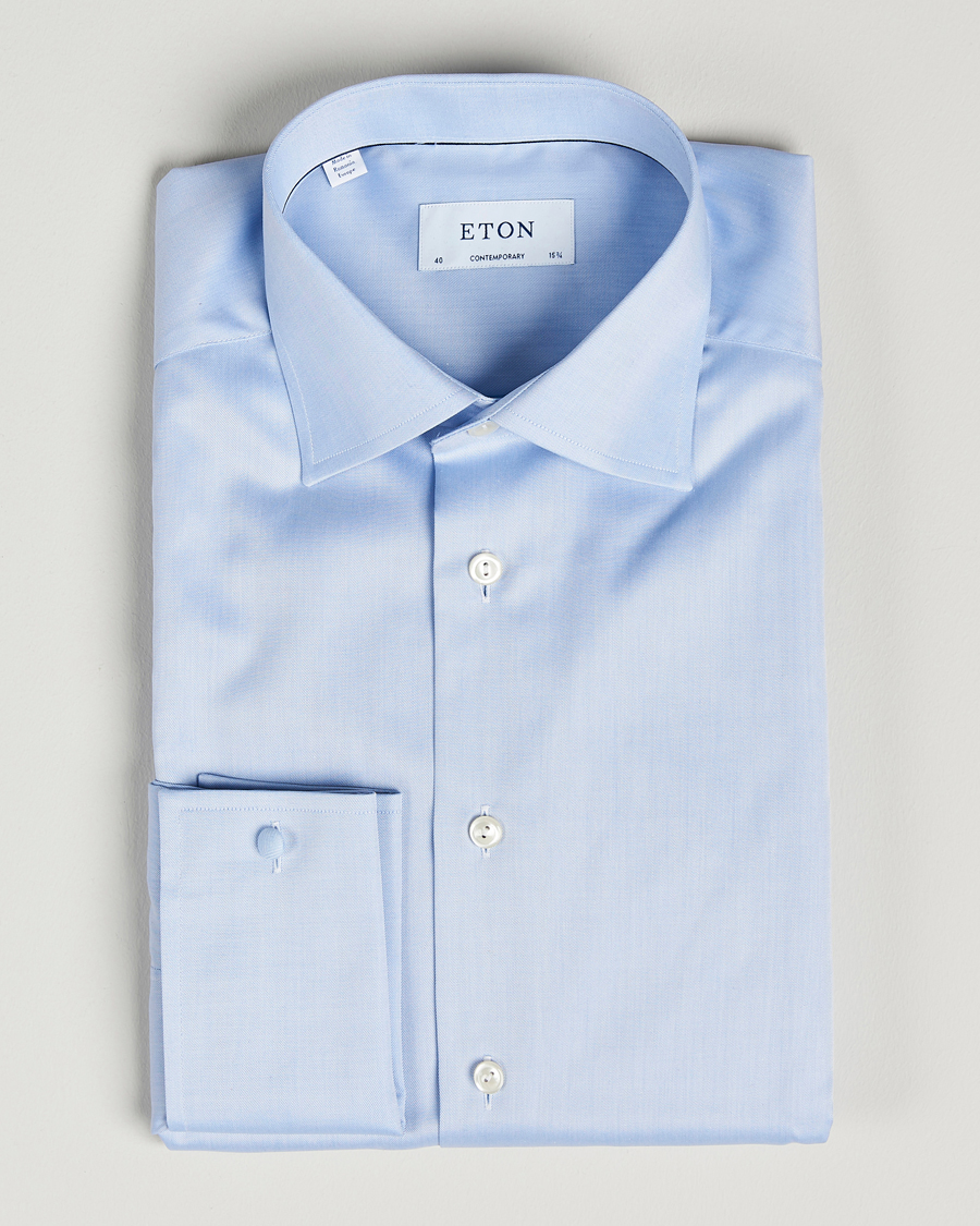 Uomini | Camicie | Eton | Contemporary Fit Shirt Double Cuff Blue