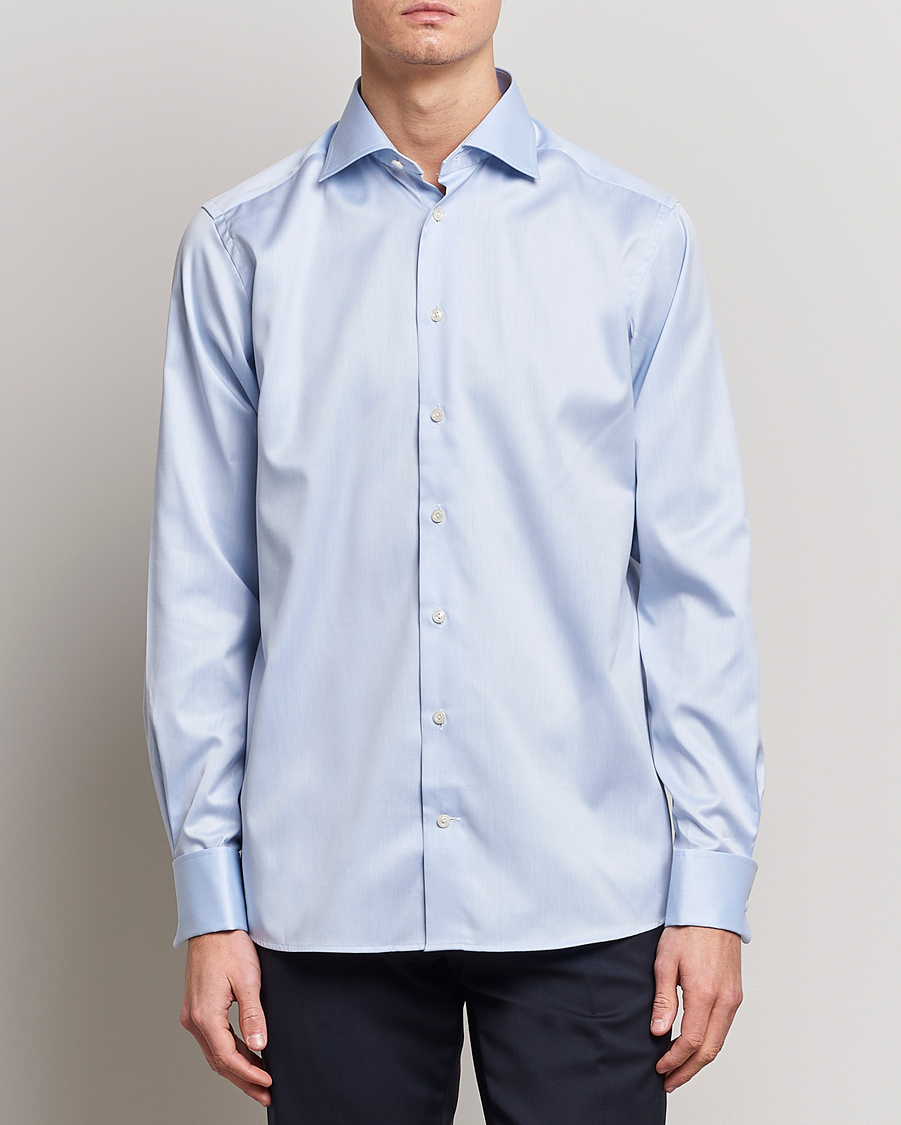 Uomini | Camicie | Eton | Contemporary Fit Shirt Double Cuff Blue
