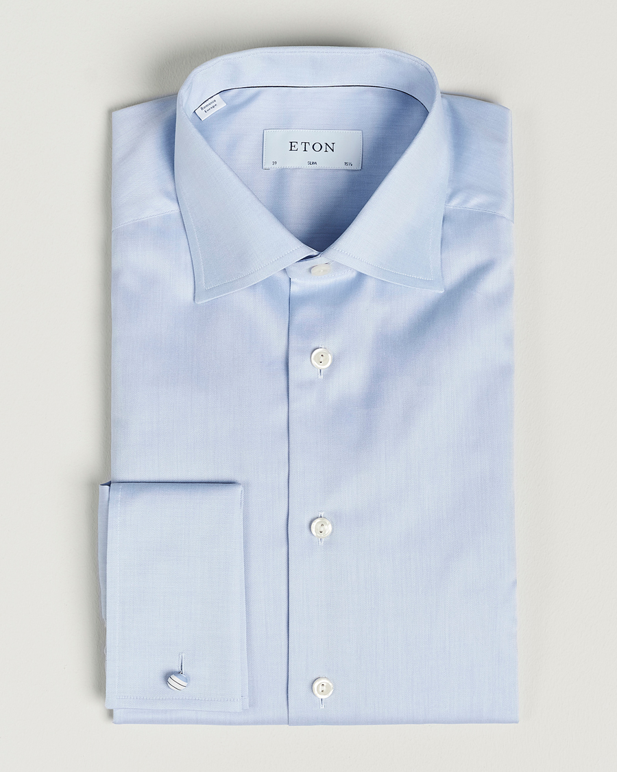 Uomini | Camicie | Eton | Slim Fit Shirt Double Cuff Blue