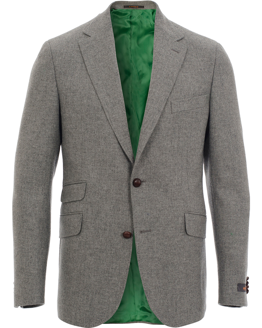 Uomini | Blazers | Morris | Brian Shetland Wool Diagonal Blazer Grey