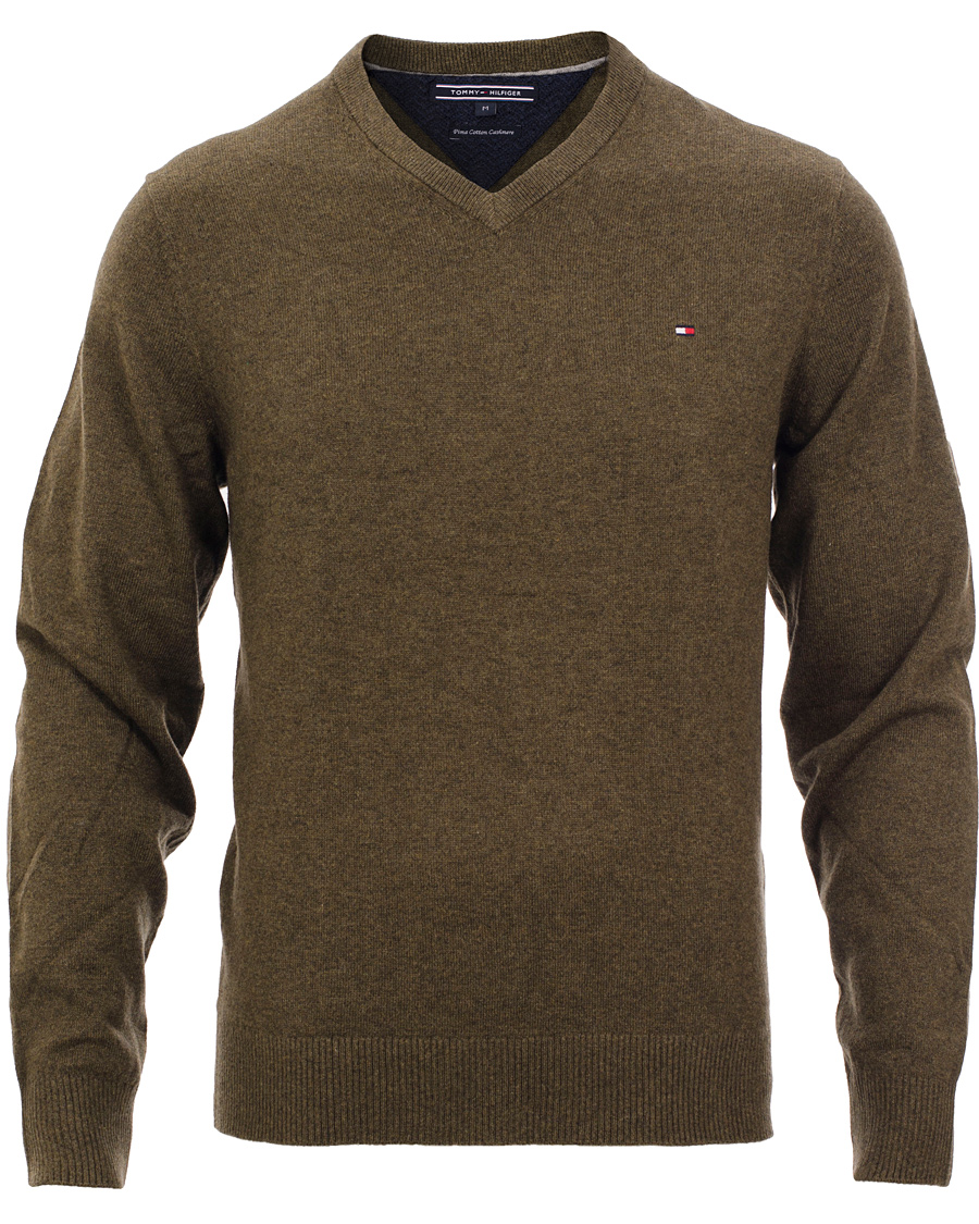 Uomini | Maglieria | Tommy Hilfiger | Pima Cotton Cashmere V-neck Pullover Beech Green