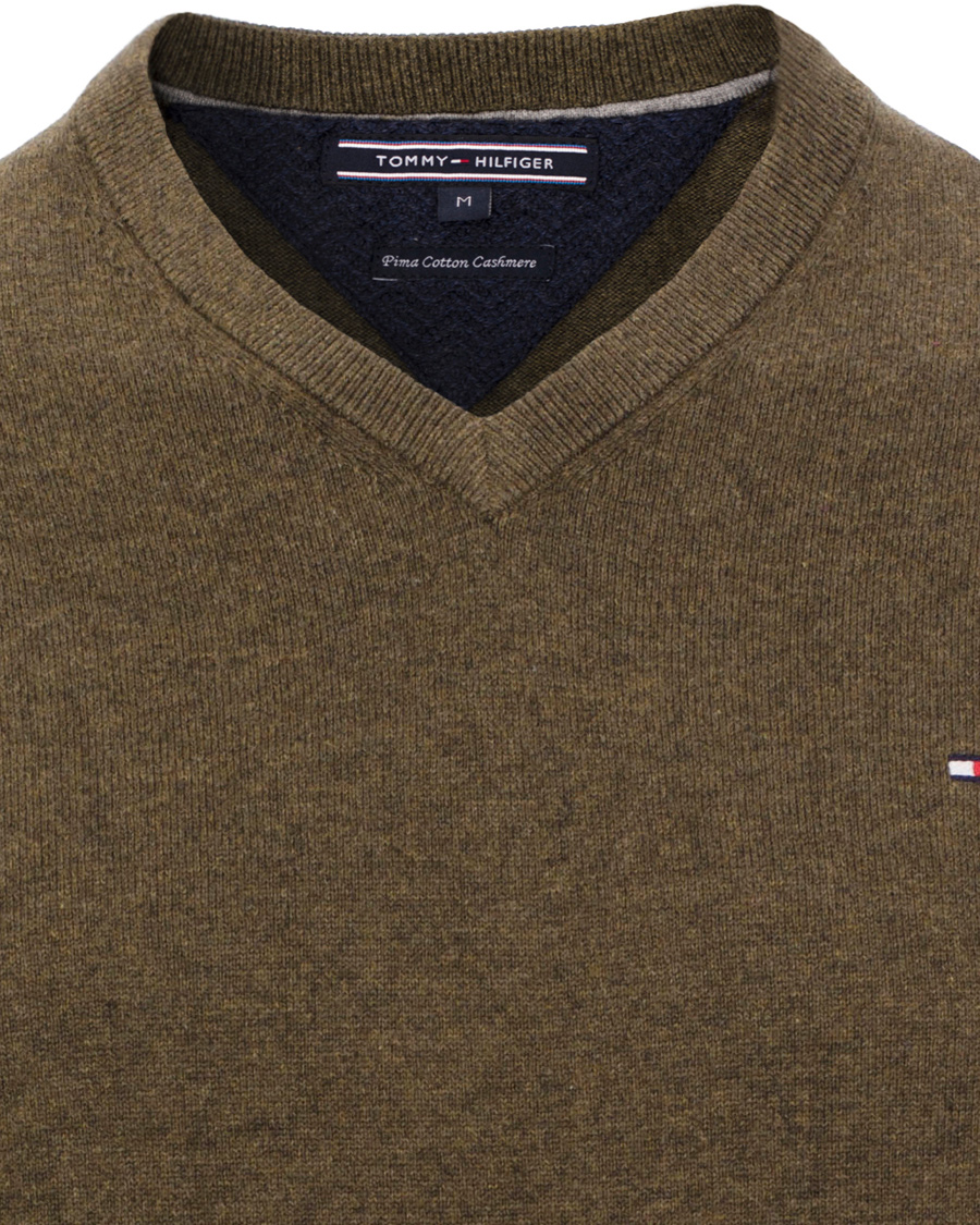 Uomini | Maglieria | Tommy Hilfiger | Pima Cotton Cashmere V-neck Pullover Beech Green