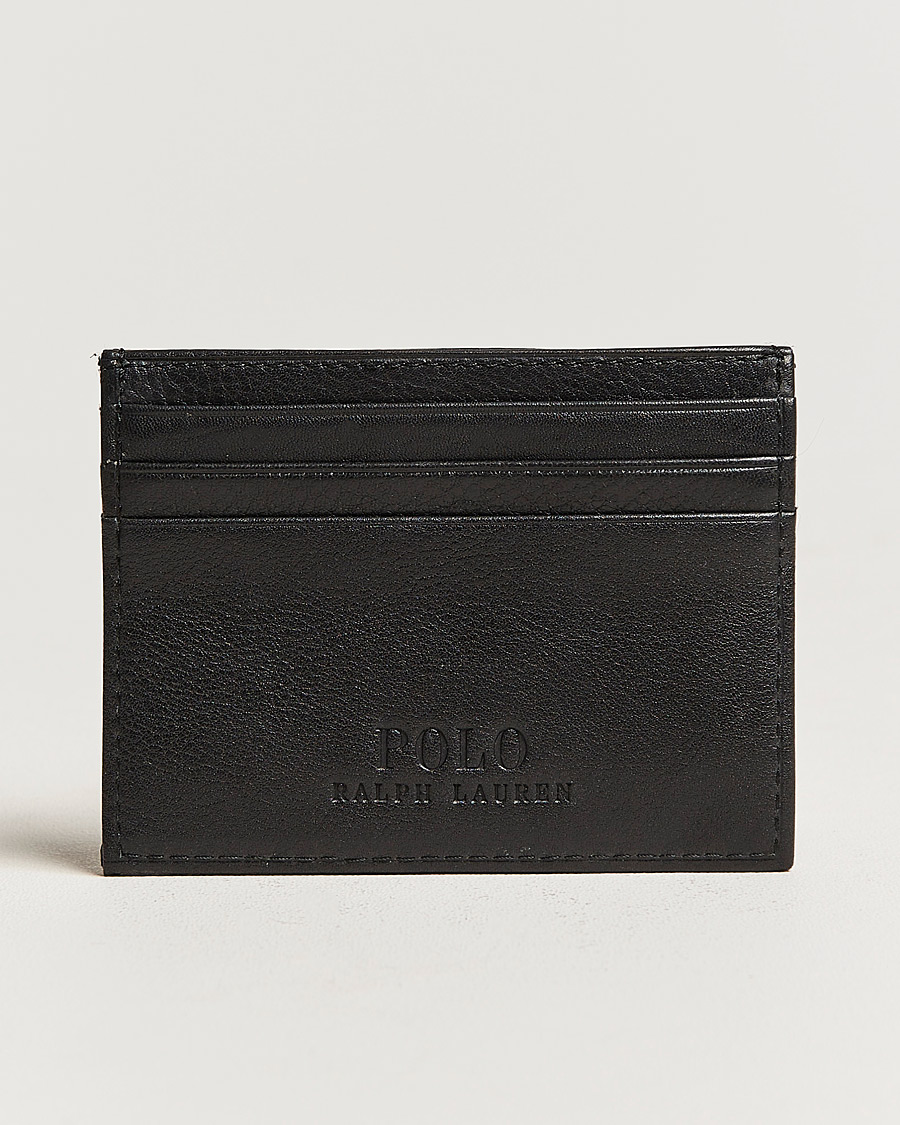 Uomini | Polo Ralph Lauren Pebble Leather Slim Card Case Black | Polo Ralph Lauren | Pebble Leather Slim Card Case Black