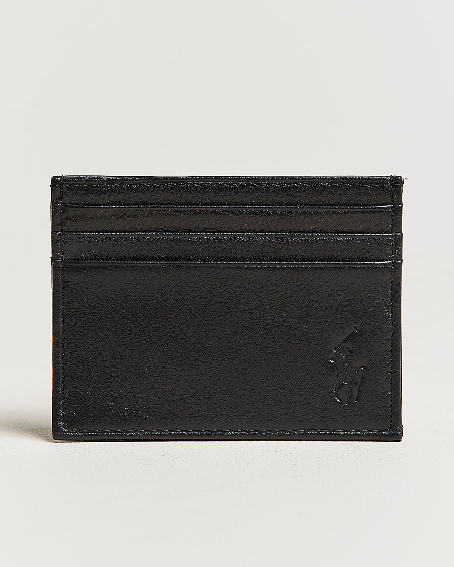 Uomini | Polo Ralph Lauren Pebble Leather Slim Card Case Black | Polo Ralph Lauren | Pebble Leather Slim Card Case Black