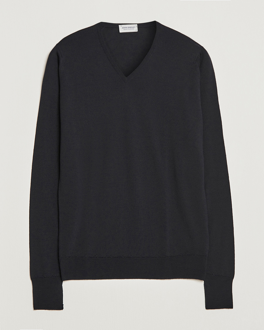 Uomini | Maglieria | John Smedley | Bobby Extra Fine Merino V-Neck Pullover Black