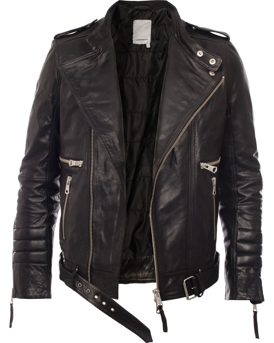 Uomini | Giacche | J.Lindeberg | Tyrone Sleek Leather Jacket Black