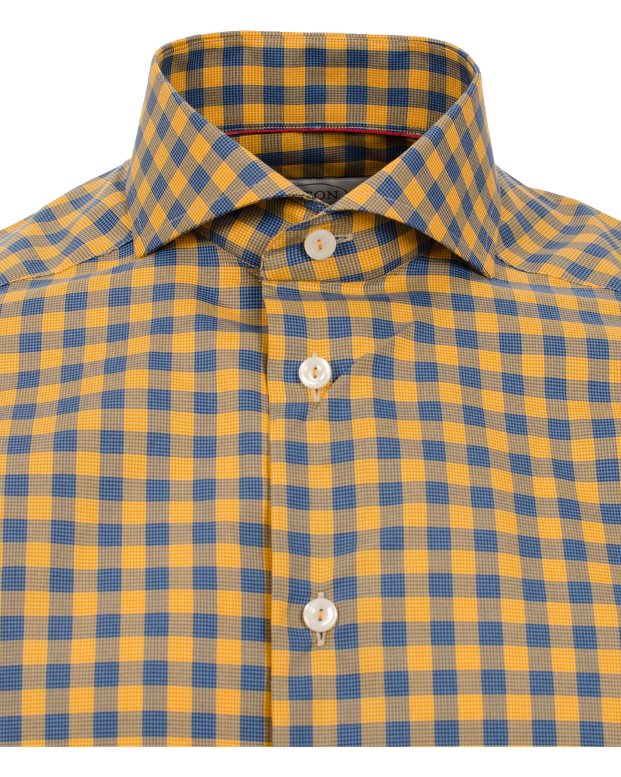 Uomini | Camicie | Eton | Slim Fit Shirt Red Ribbon Check Mustard Yellow