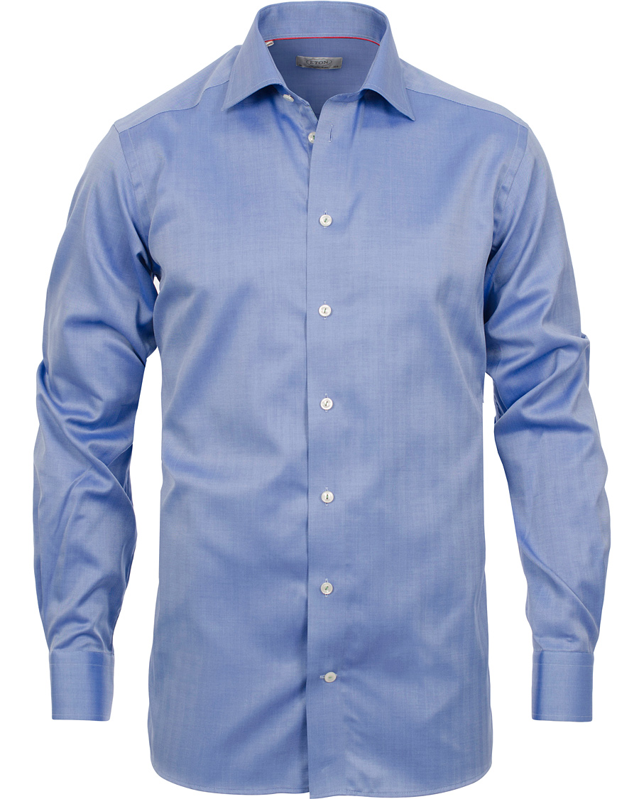 Uomini | Camicie | Eton | Contemporary Fit Shirt Red Ribbon Herringbone Blue