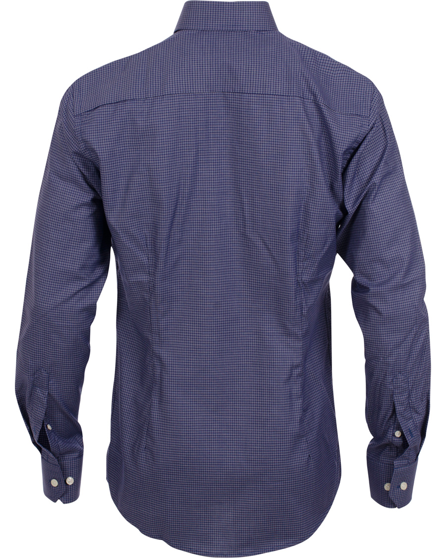 Uomini | Camicie | Eton | Slim Fit Shirt Red Ribbon Micro Check Dark Blue