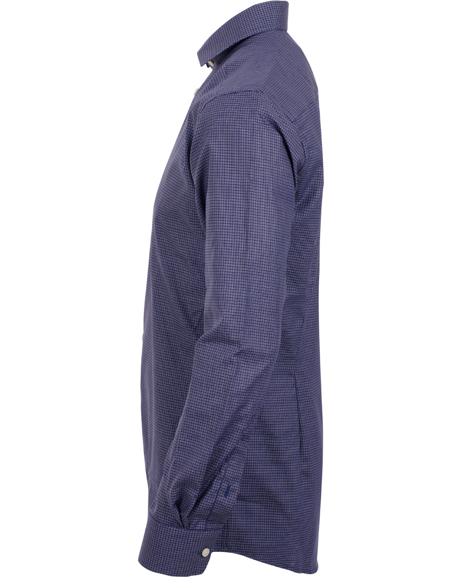 Uomini | Camicie | Eton | Slim Fit Shirt Red Ribbon Micro Check Dark Blue