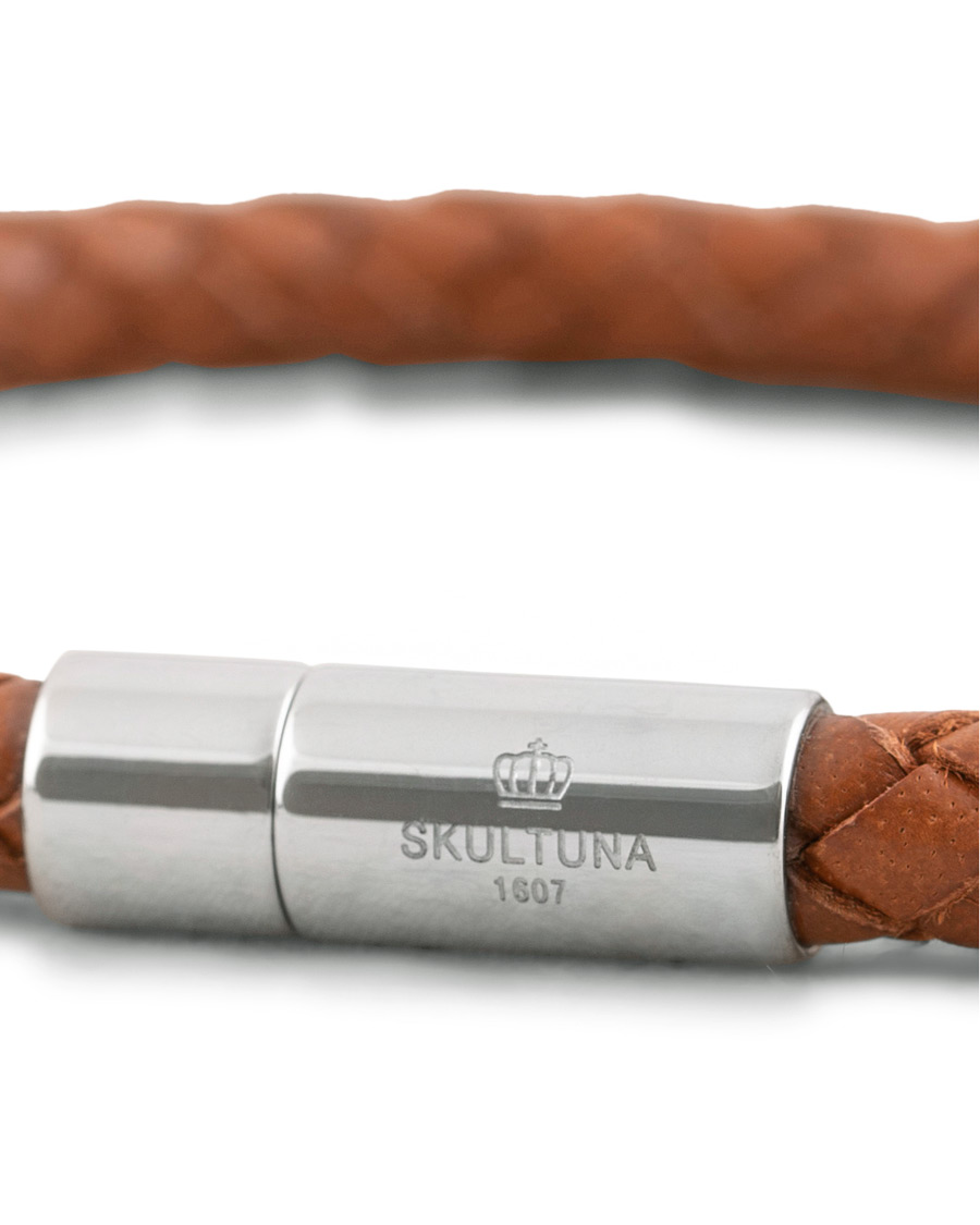 Uomini | Skultuna One Row Leather Bracelet Brown Steel | Skultuna | One Row Leather Bracelet Brown Steel