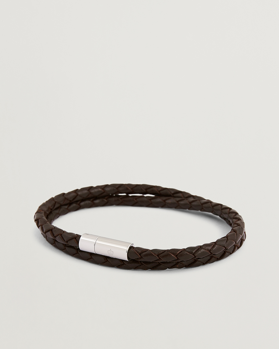 Uomini | Skultuna Two Row Leather Bracelet Dark Brown Steel | Skultuna | Two Row Leather Bracelet Dark Brown Steel