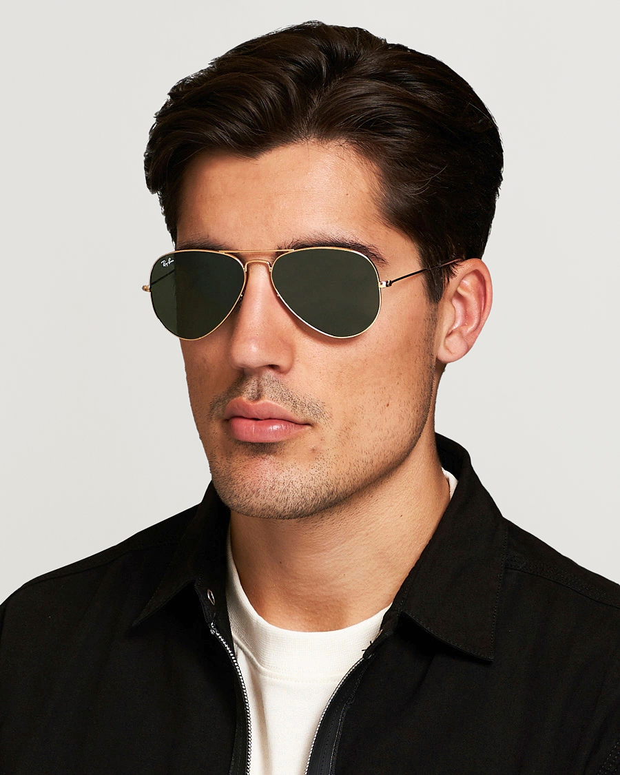 Uomini | Occhiali da sole | Ray-Ban | 0RB3025 Aviator Large Metal Sunglasses Arista/Grey Green