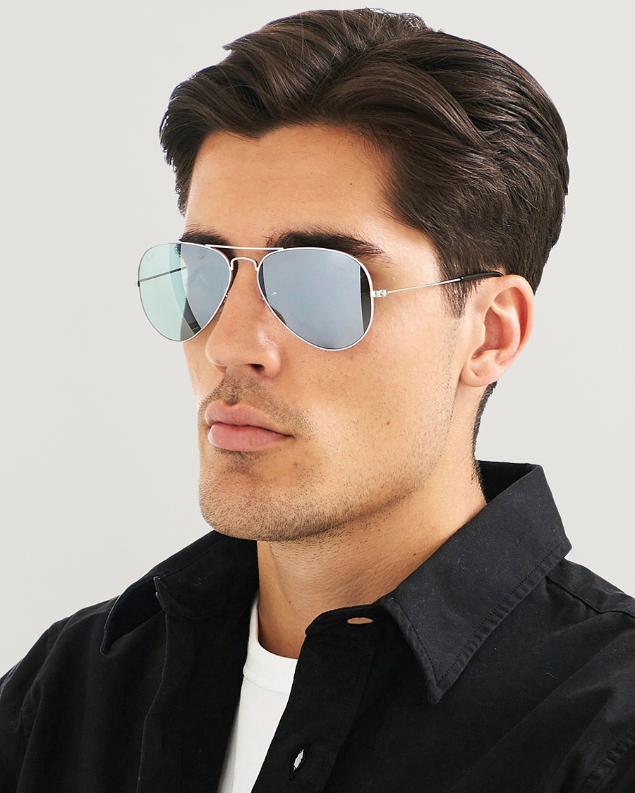 Uomini | Occhiali da sole | Ray-Ban | 0RB3025 Aviator Large Metal Sunglasses Silver/Grey Mirror