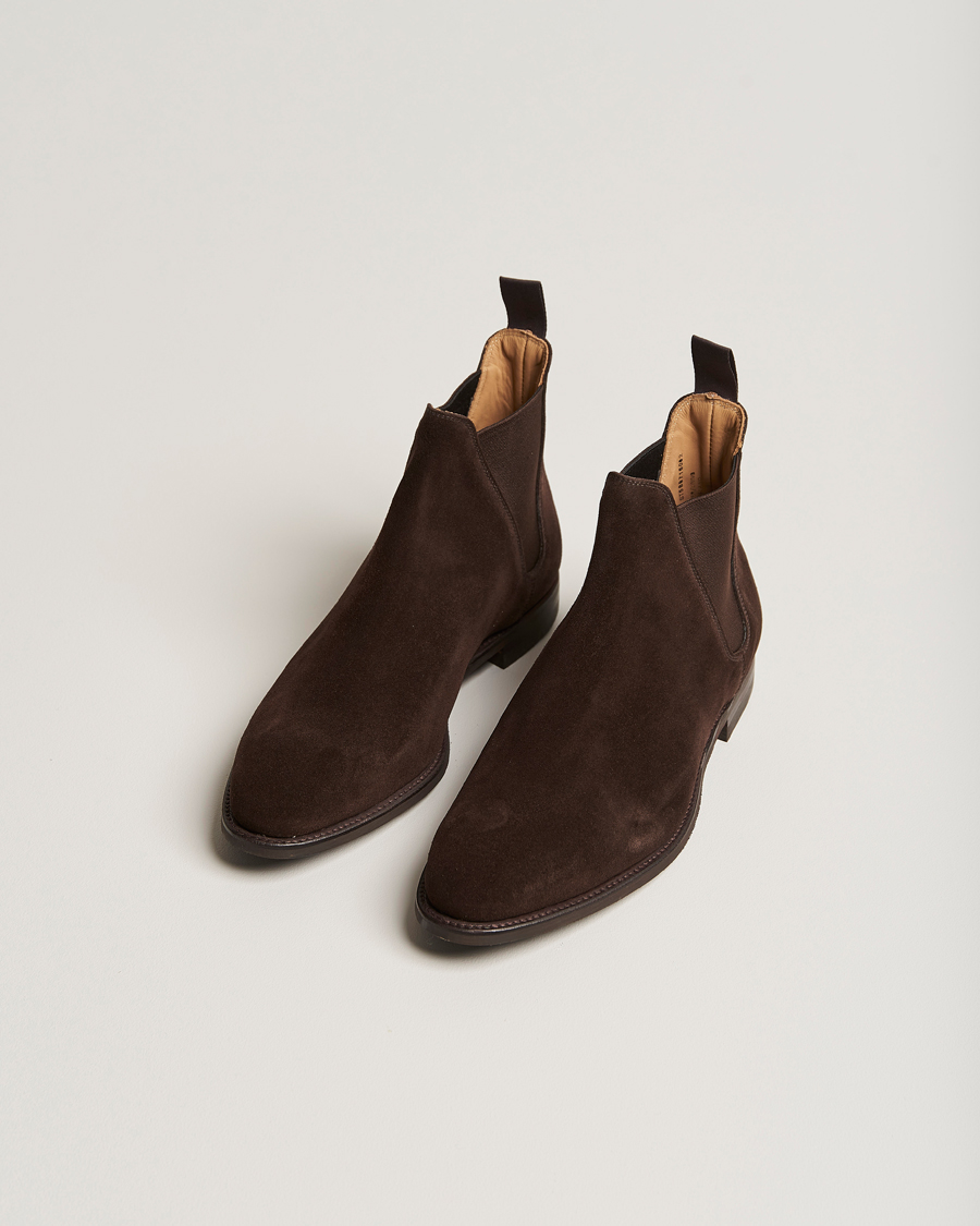 Uomini | Stivali | Crockett & Jones | Chelsea 8 Boot Dark Brown Suede