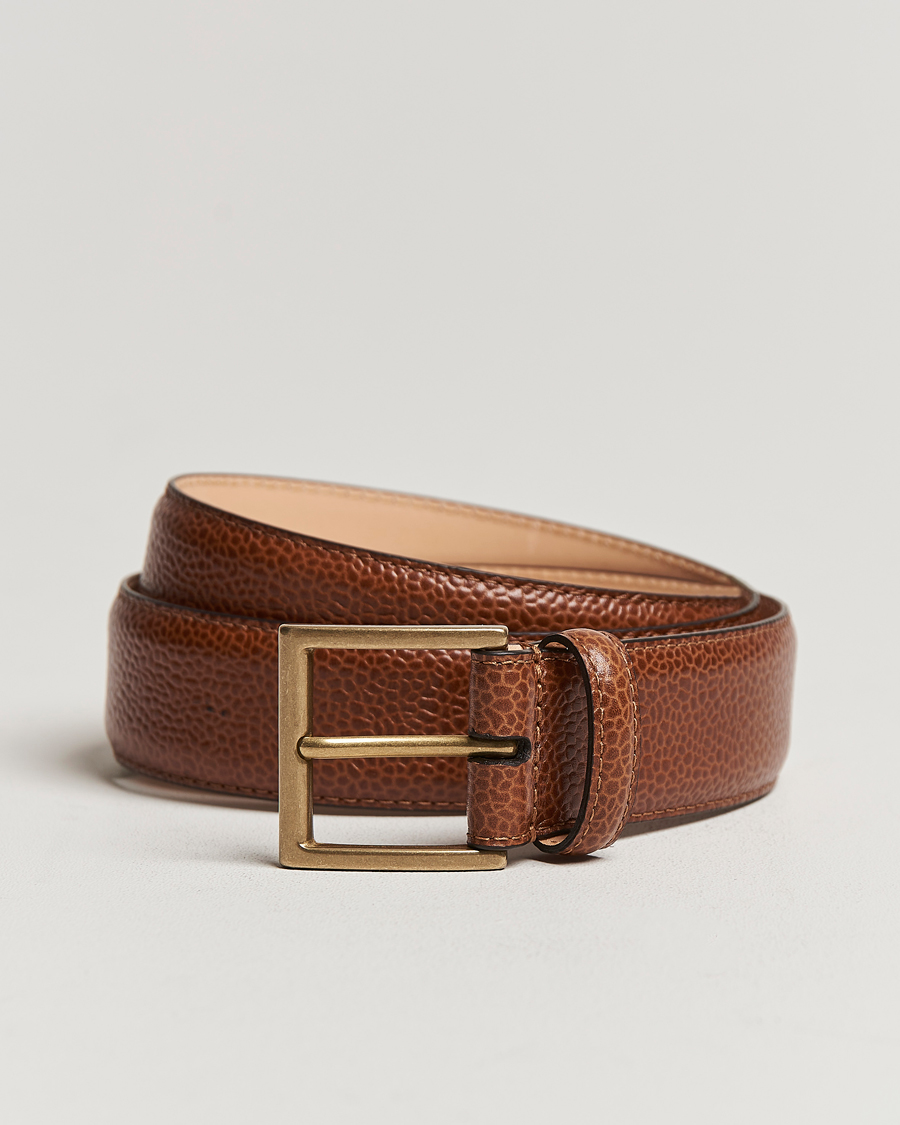 Uomini | Cinture | Crockett & Jones | Belt 3,5 cm Tan Grained Calf