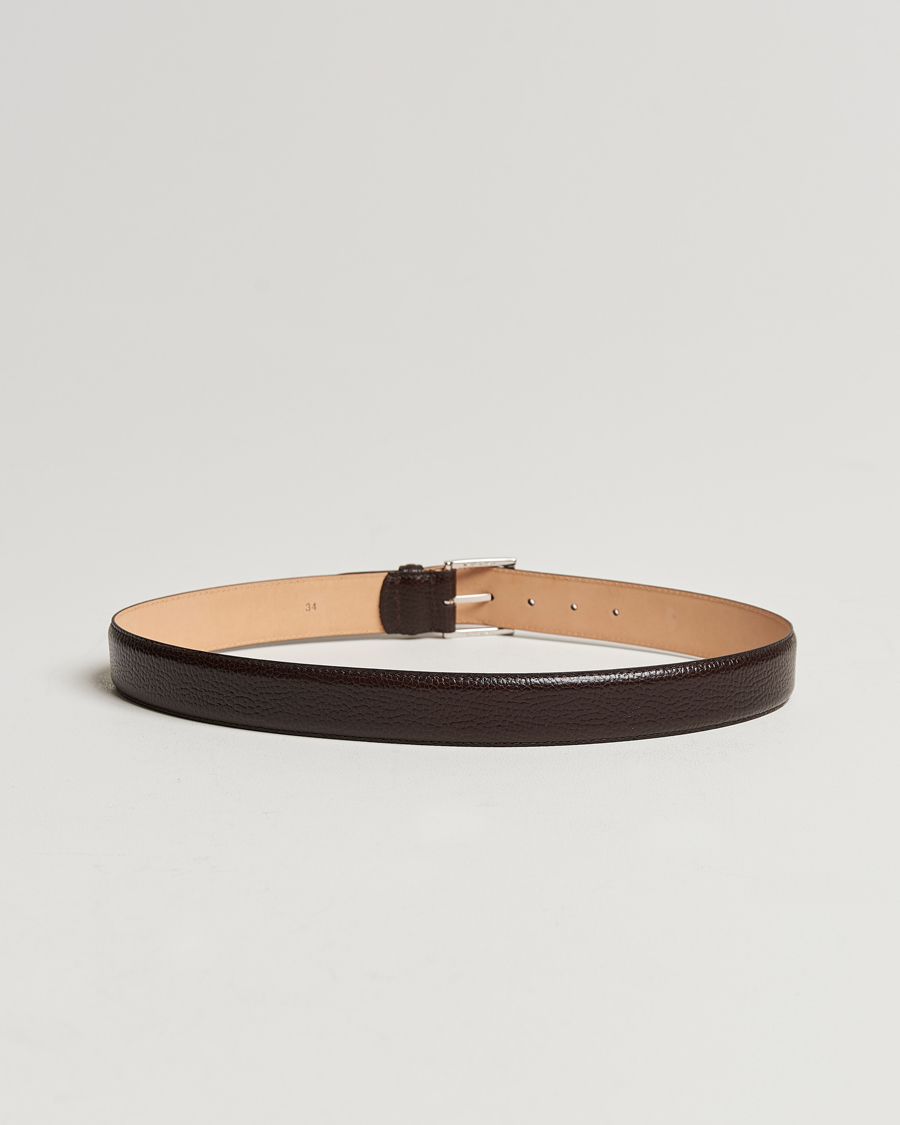 Uomini | Cinture | Crockett & Jones | Belt 3,5 cm Dark Brown Grained Calf