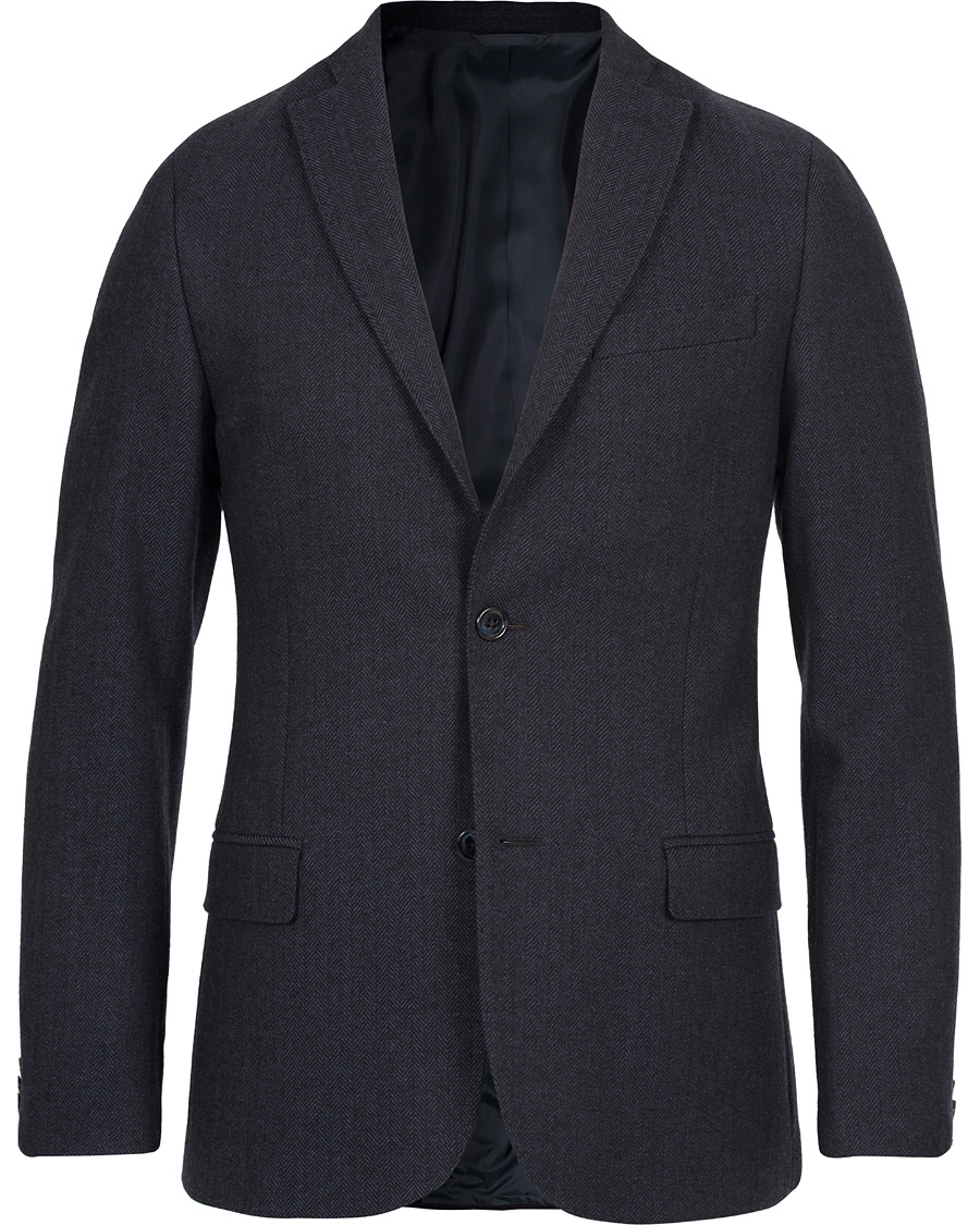 Uomini | Blazers | J.Lindeberg | Hopper Herringbone Blazer Blue Melange