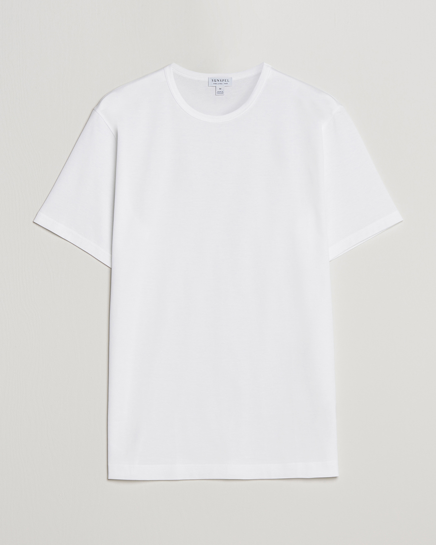 Uomini | T-shirt | Sunspel | Crew Neck Q82 Cotton T-Shirt White