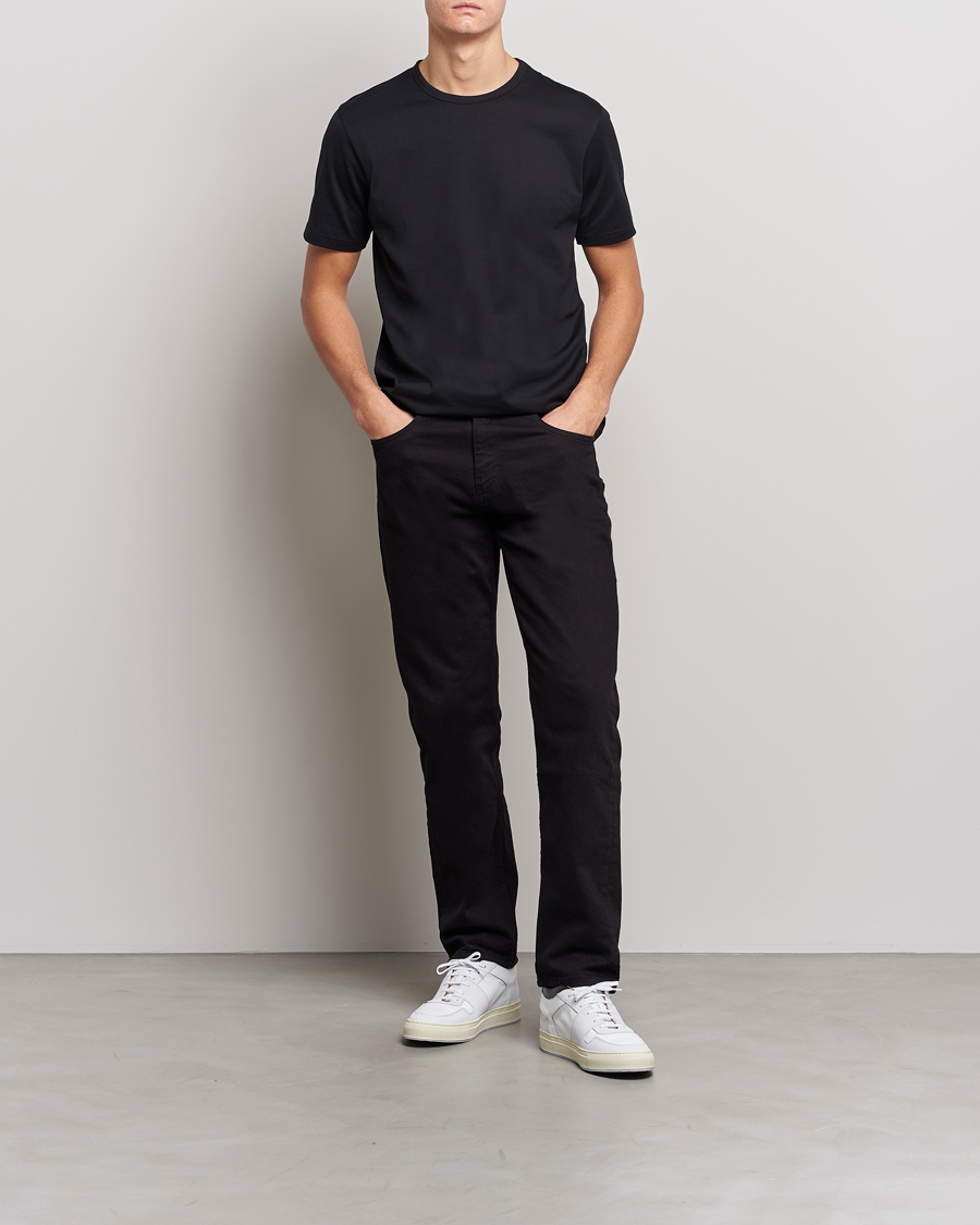 Uomini | T-shirt | Sunspel | Crew Neck Q82 Cotton T-Shirt Black