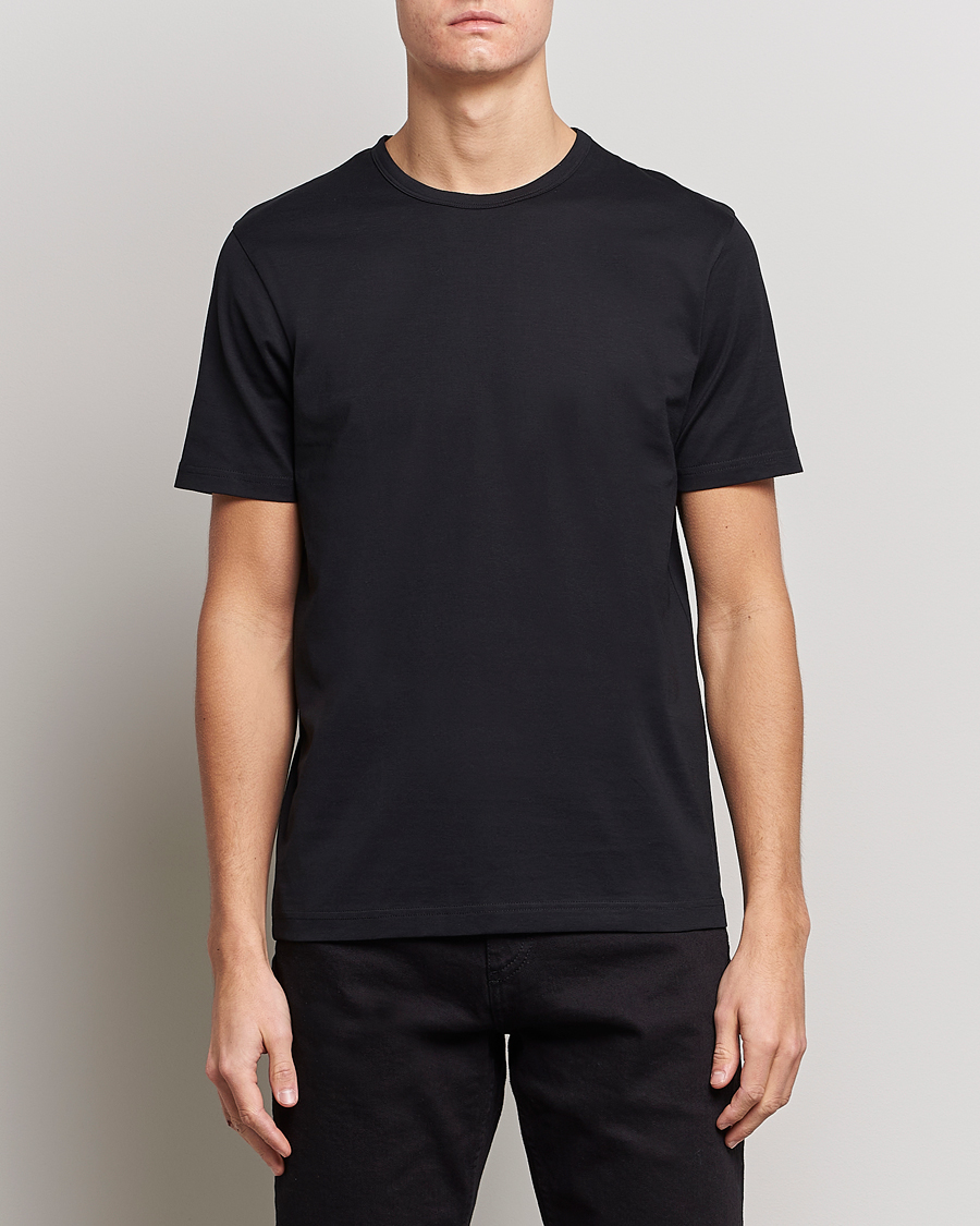 Uomini | T-shirt | Sunspel | Crew Neck Q82 Cotton T-Shirt Black