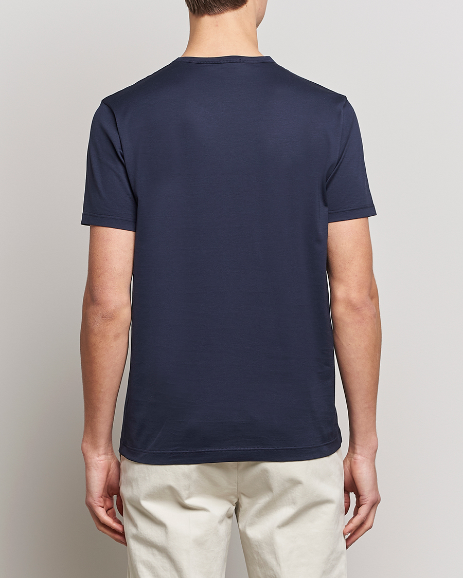 Uomini | T-shirt | Sunspel | Crew Neck Q82 Cotton T-Shirt Navy