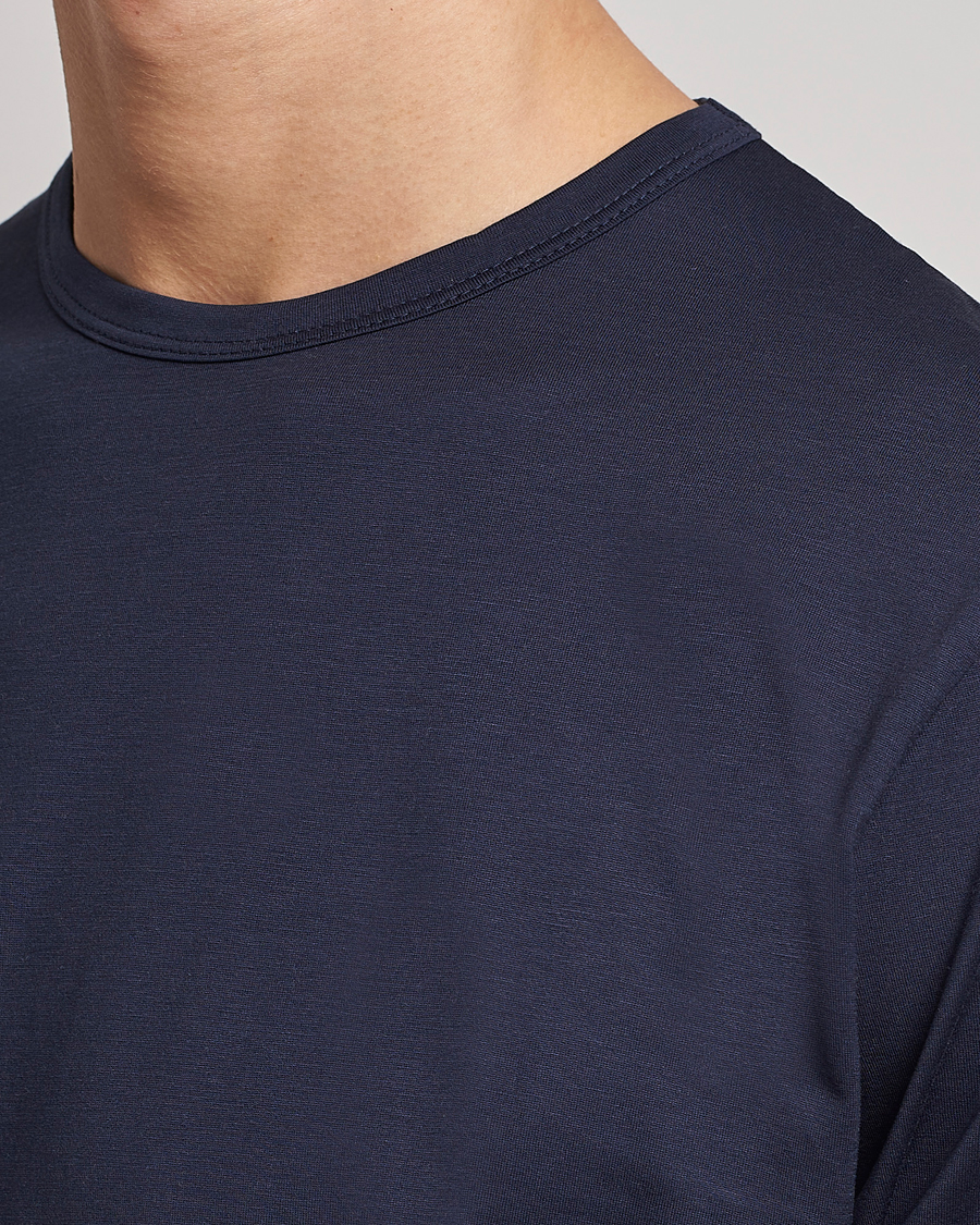 Uomini | T-shirt | Sunspel | Crew Neck Q82 Cotton T-Shirt Navy