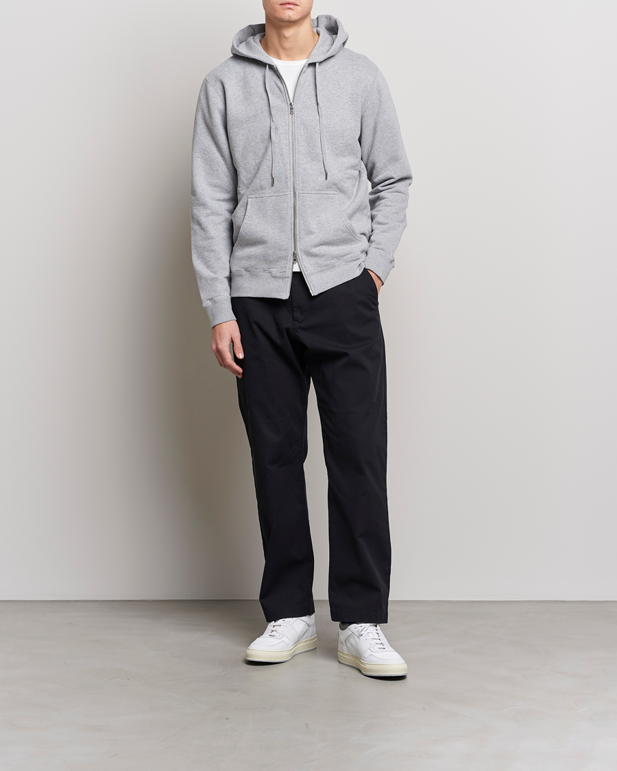 Uomini | Maglieria | Sunspel | Loopback Full Zip Hoodie Grey Melange