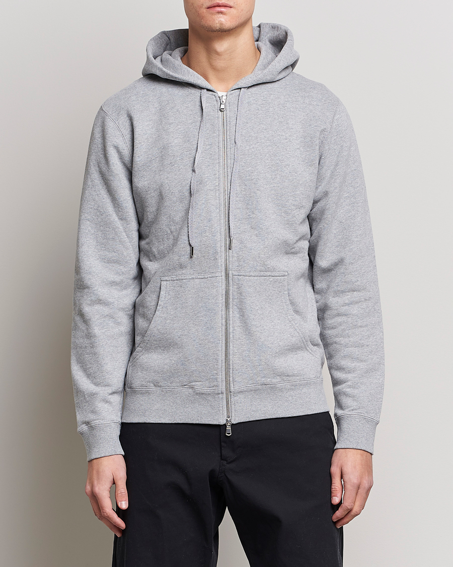Uomini | Maglieria | Sunspel | Loopback Full Zip Hoodie Grey Melange