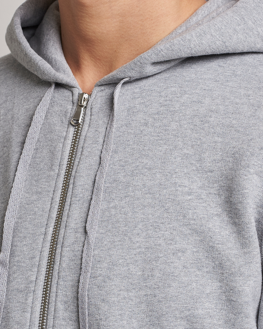 Uomini | Maglieria | Sunspel | Loopback Full Zip Hoodie Grey Melange