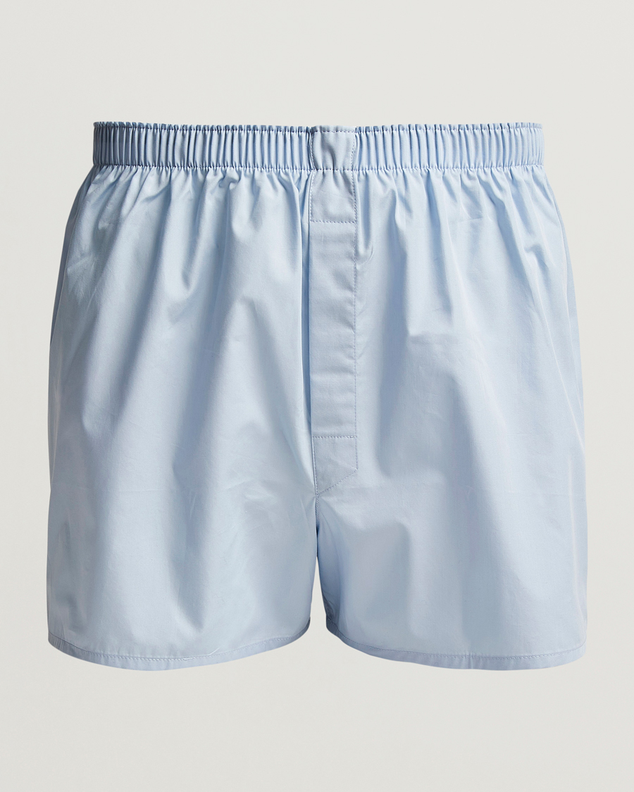 Uomini | Biancheria intima | Sunspel | Classic Woven Cotton Boxer Shorts Plain Blue
