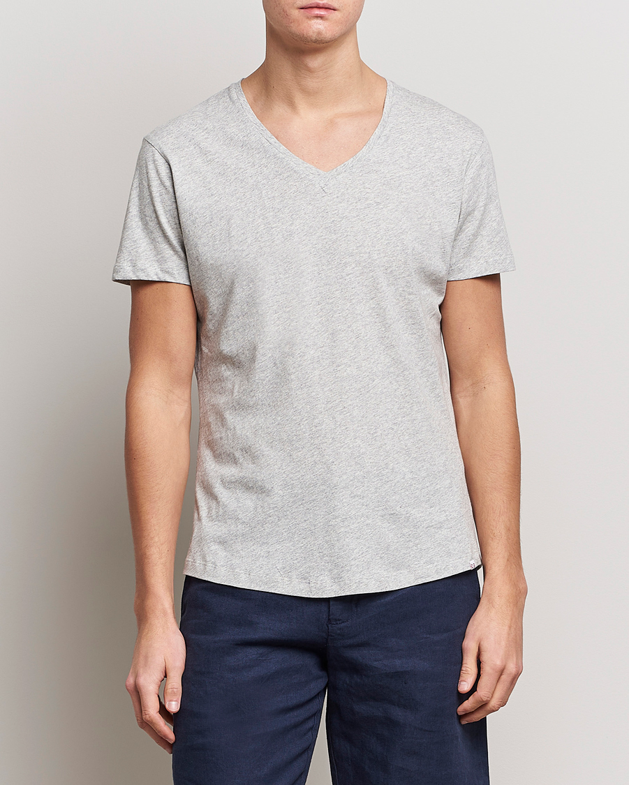 Uomini | T-shirt | Orlebar Brown | OB V-Neck Tee Grey Melange