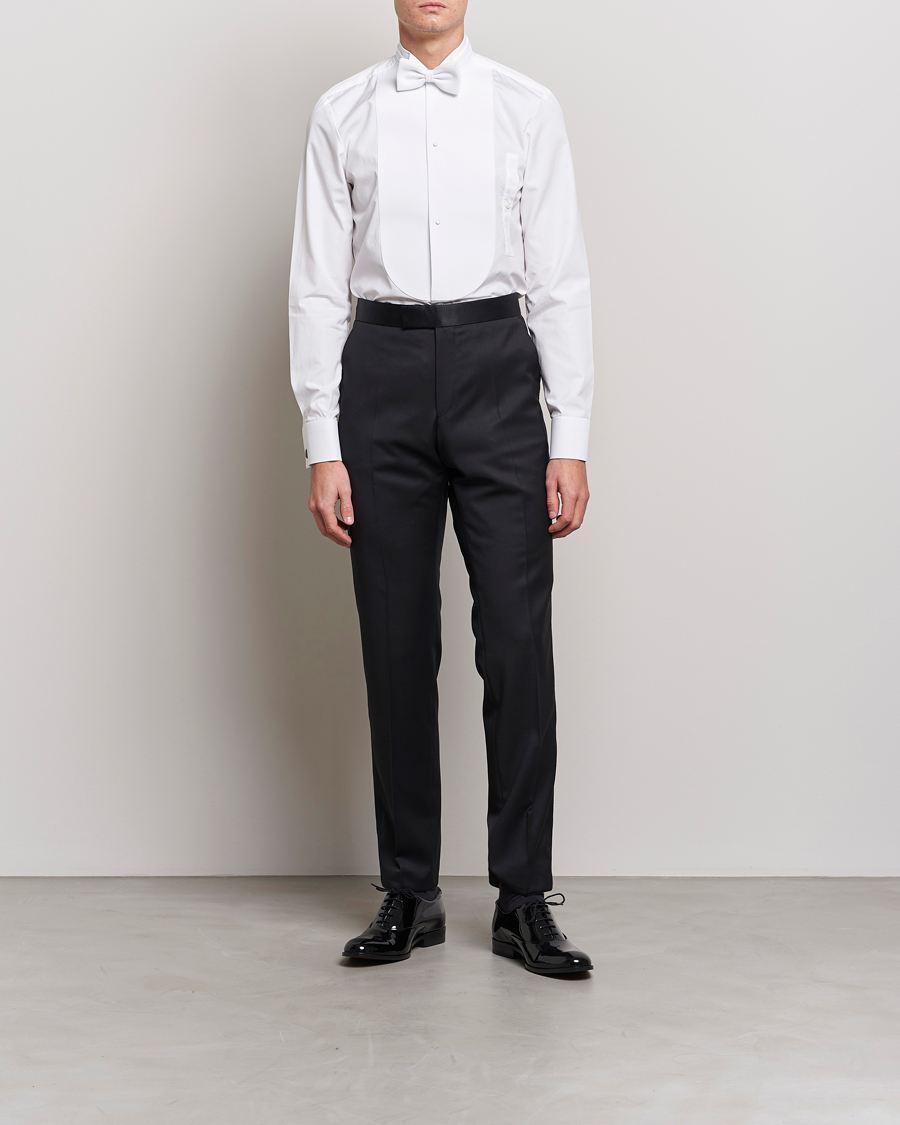 Uomini | Camicie | Stenströms | Slimline Astoria Stand Up Collar Evening Shirt White