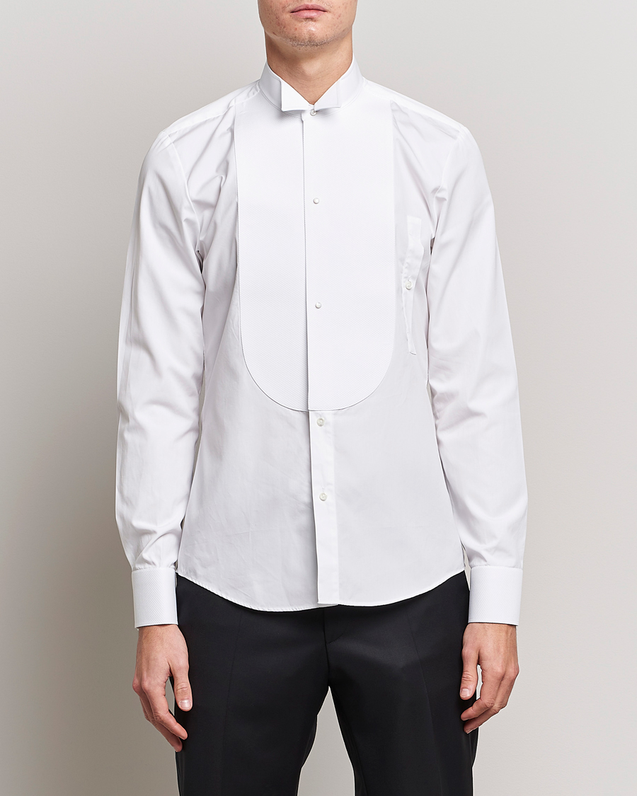 Uomini | Camicie | Stenströms | Slimline Astoria Stand Up Collar Evening Shirt White
