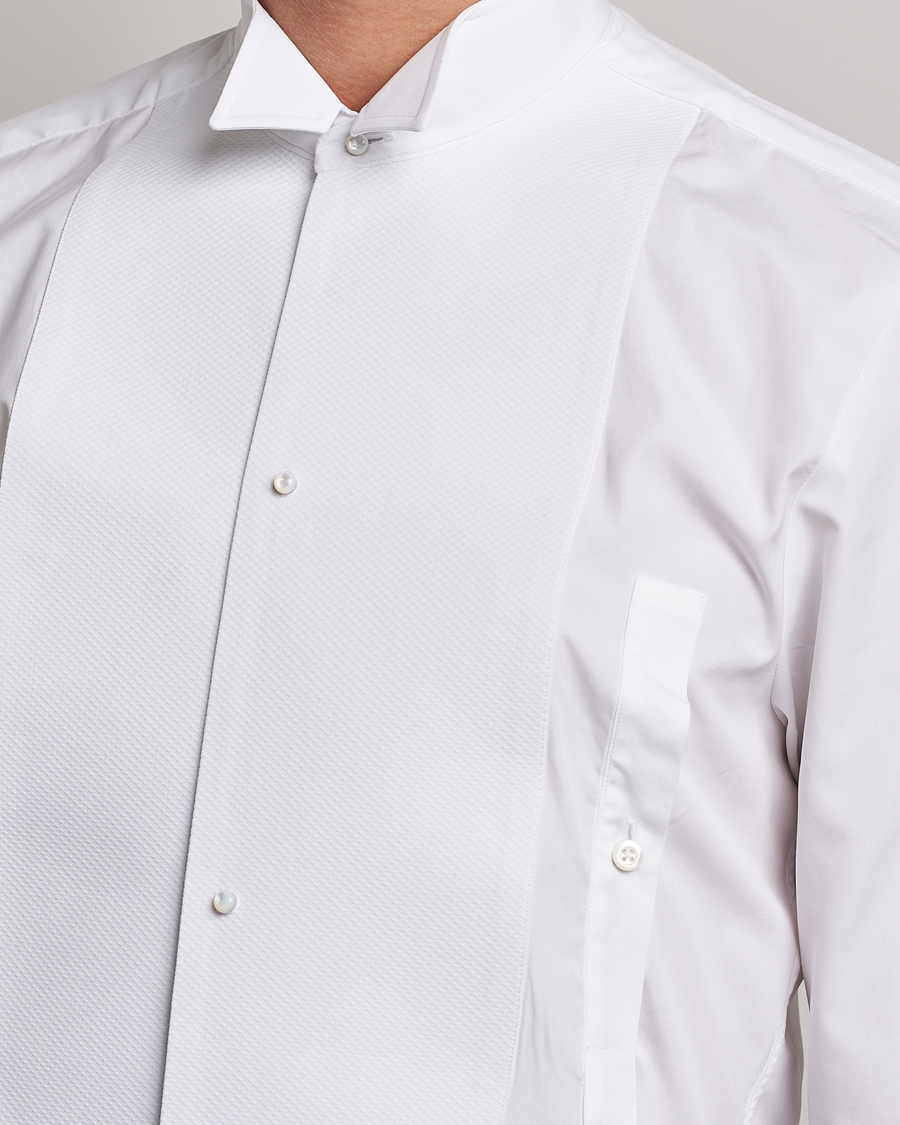 Uomini | Camicie | Stenströms | Slimline Astoria Stand Up Collar Evening Shirt White