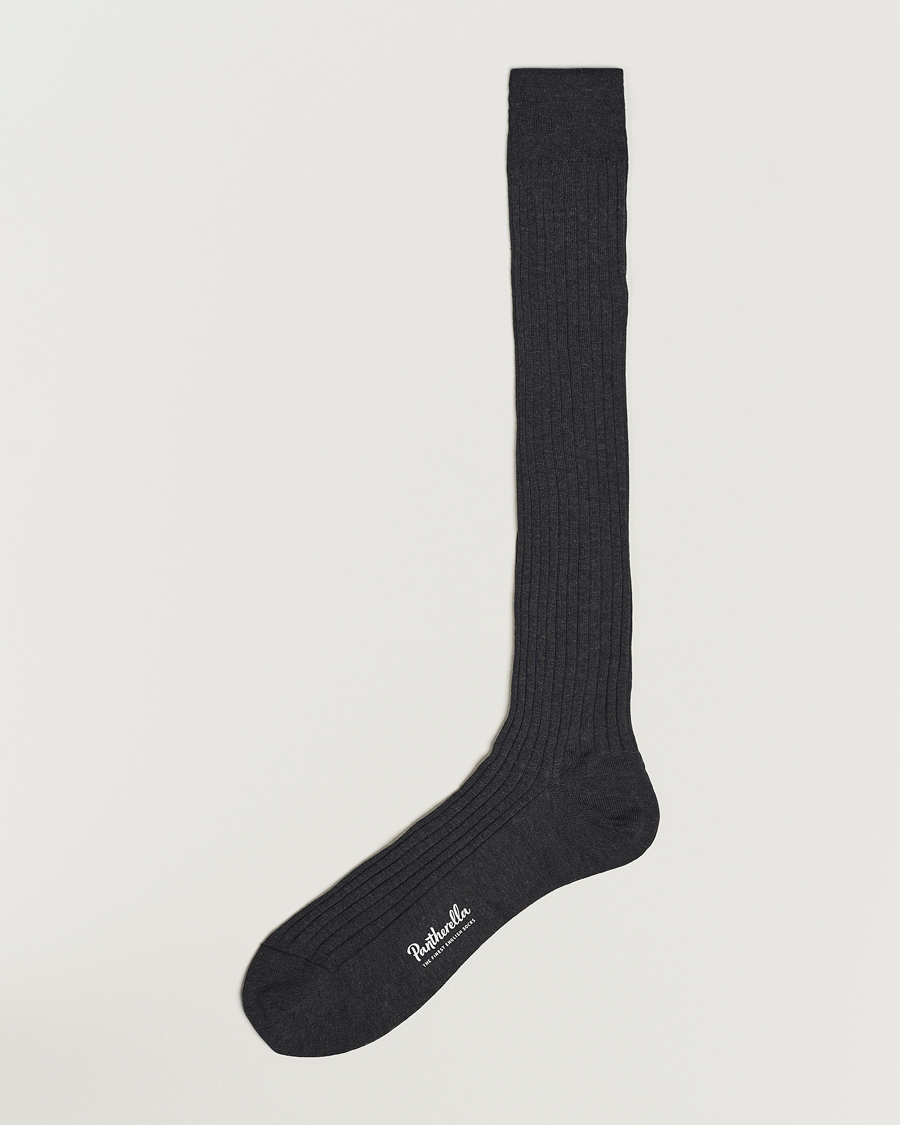 Uomini | Biancheria intima | Pantherella | Vale Cotton Long Socks Dark Grey