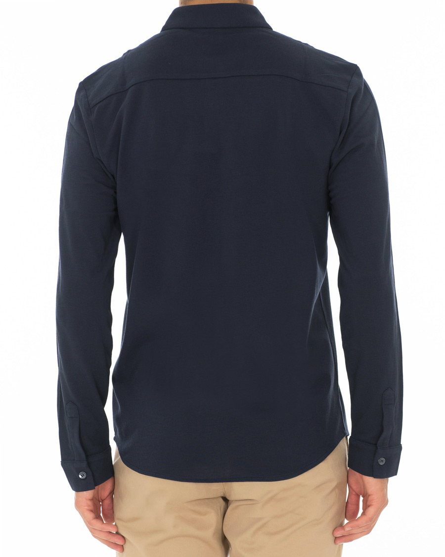 Uomini | Camicie | Sunspel | Long Sleeve Pique Shirt Navy