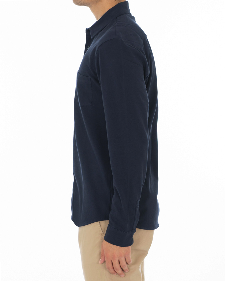 Uomini | Camicie | Sunspel | Long Sleeve Pique Shirt Navy