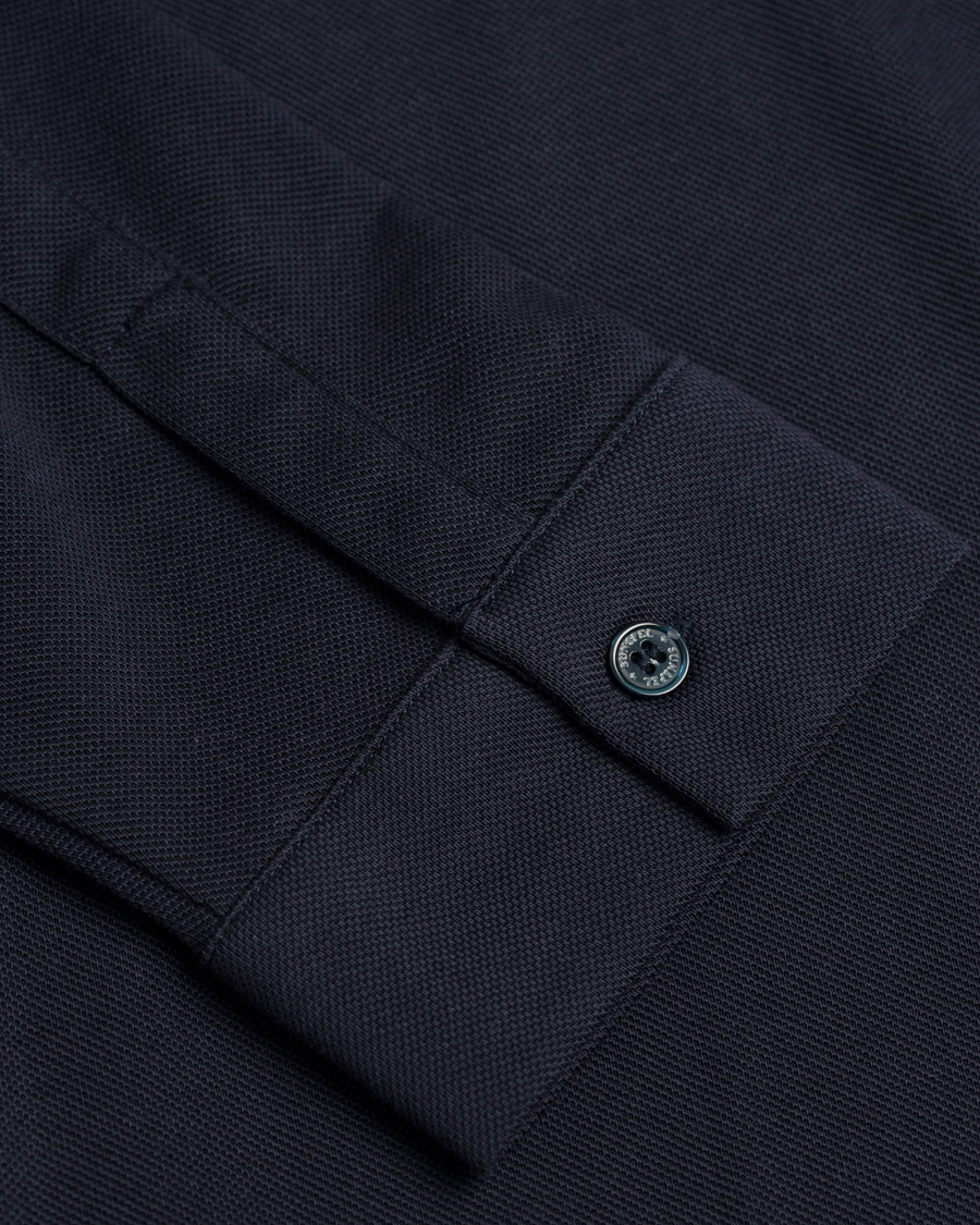 Uomini | Camicie | Sunspel | Long Sleeve Pique Shirt Navy