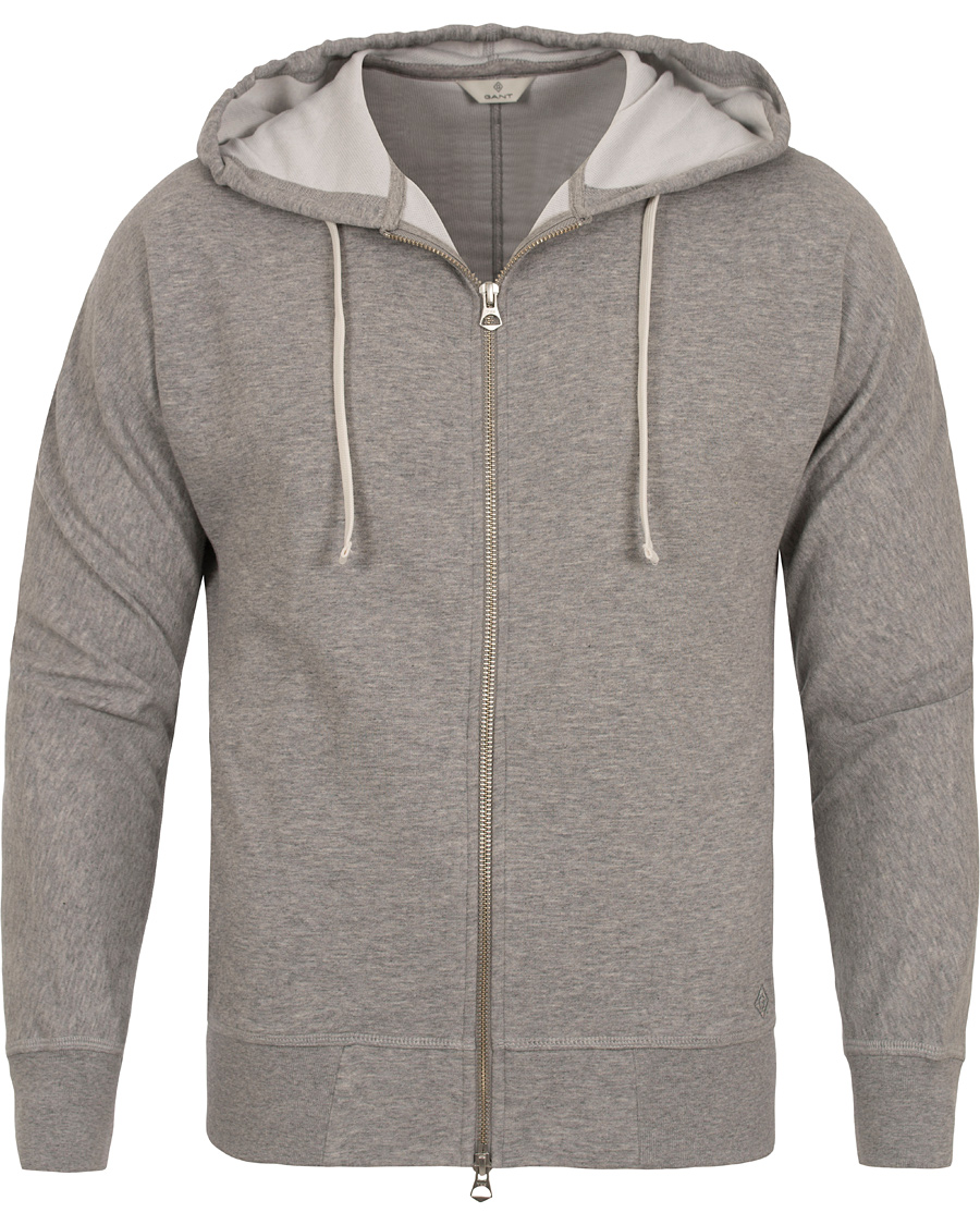 Uomini | Maglieria | GANT Diamond G | Full Zip Hoodie Light Grey Melange