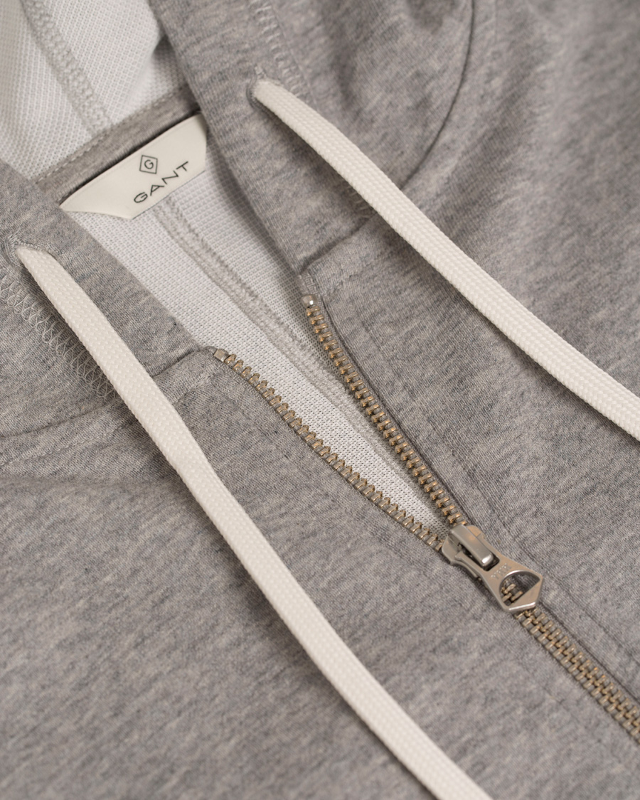 Uomini | Maglieria | GANT Diamond G | Full Zip Hoodie Light Grey Melange