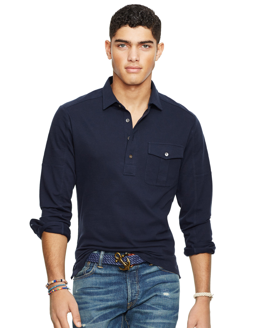 Uomini | Maglieria | Polo Ralph Lauren | Moto Military Shirt Sweater Aviator Navy