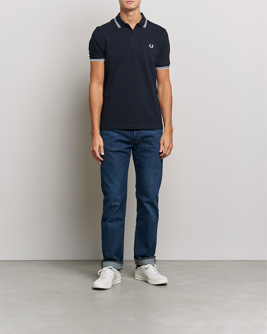 Uomini | Polo | Fred Perry | Twin Tipped Polo Shirt Navy/White