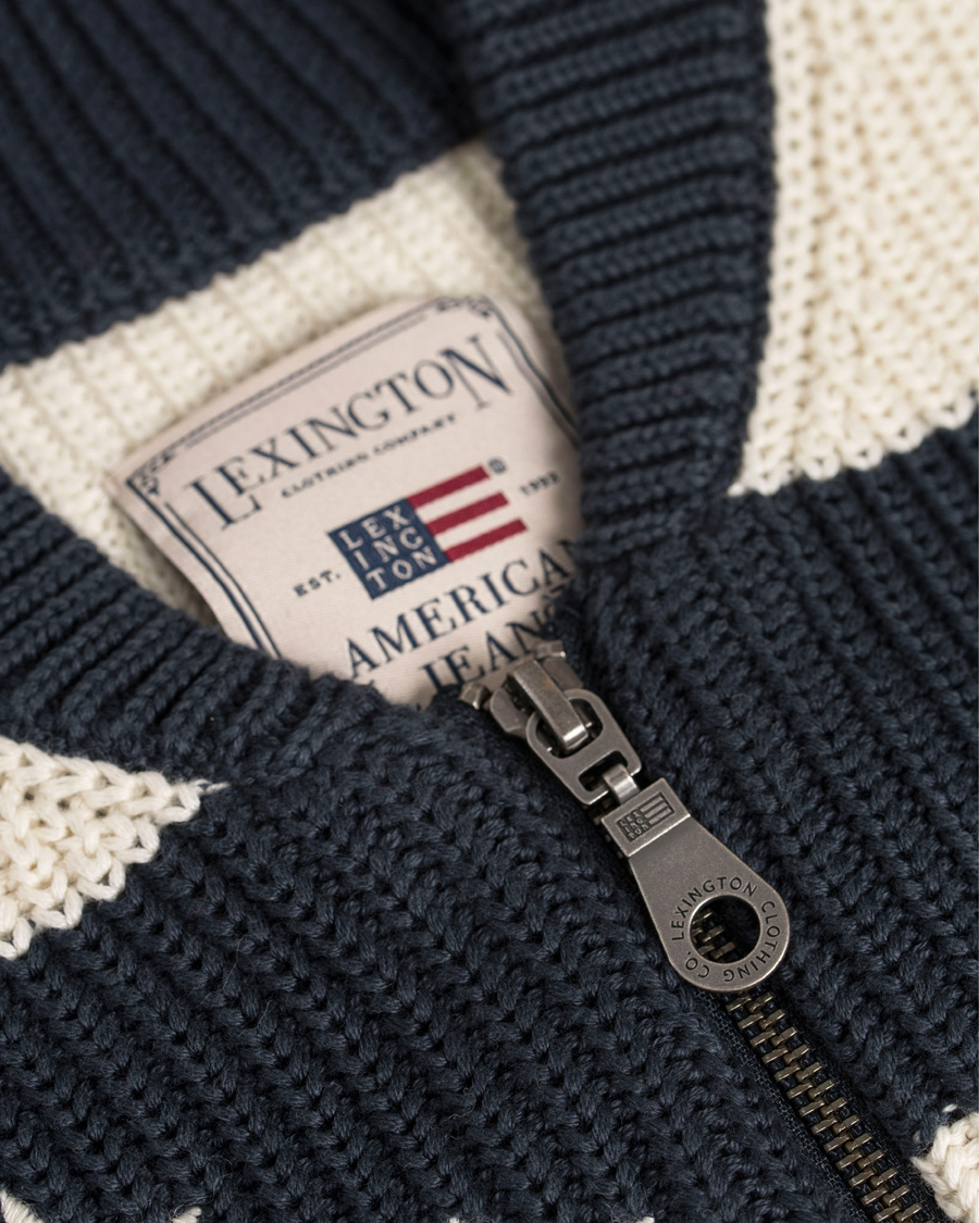 Uomini | Maglieria | Lexington | Jaidon Zip Through Sweater Blue/Red/White Stripe