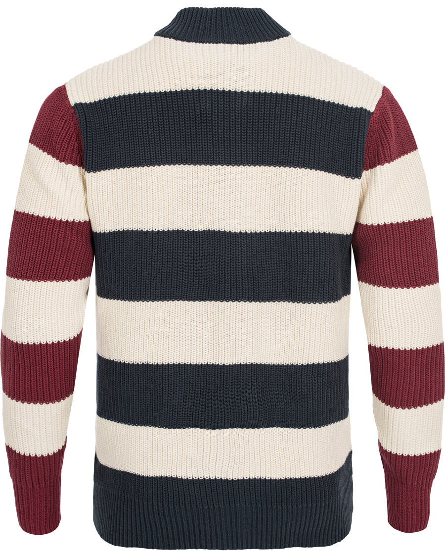 Uomini | Maglieria | Lexington | Jaidon Zip Through Sweater Blue/Red/White Stripe