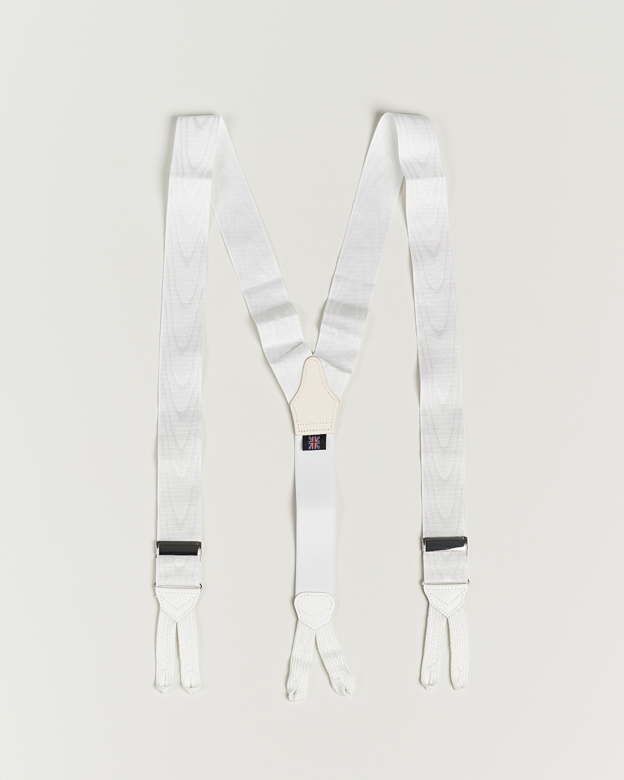 Uomini | Albert Thurston Moiré Braces 40mm White | Albert Thurston | Moiré Braces 40mm White