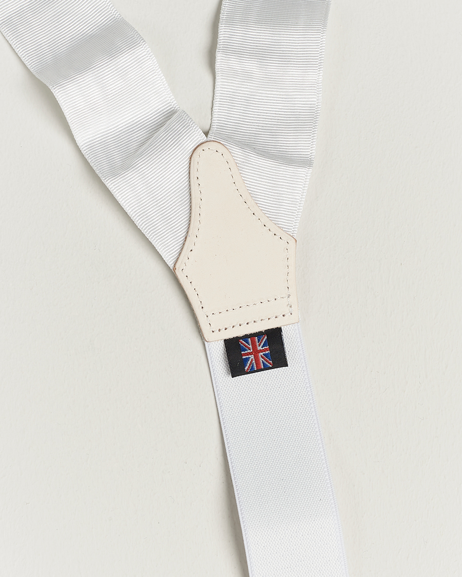 Uomini | Albert Thurston Moiré Braces 40mm White | Albert Thurston | Moiré Braces 40mm White