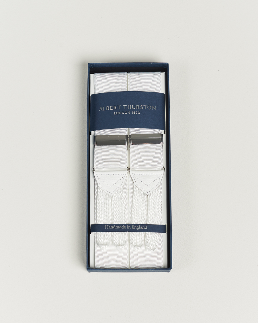 Uomini | Albert Thurston Moiré Braces 40mm White | Albert Thurston | Moiré Braces 40mm White