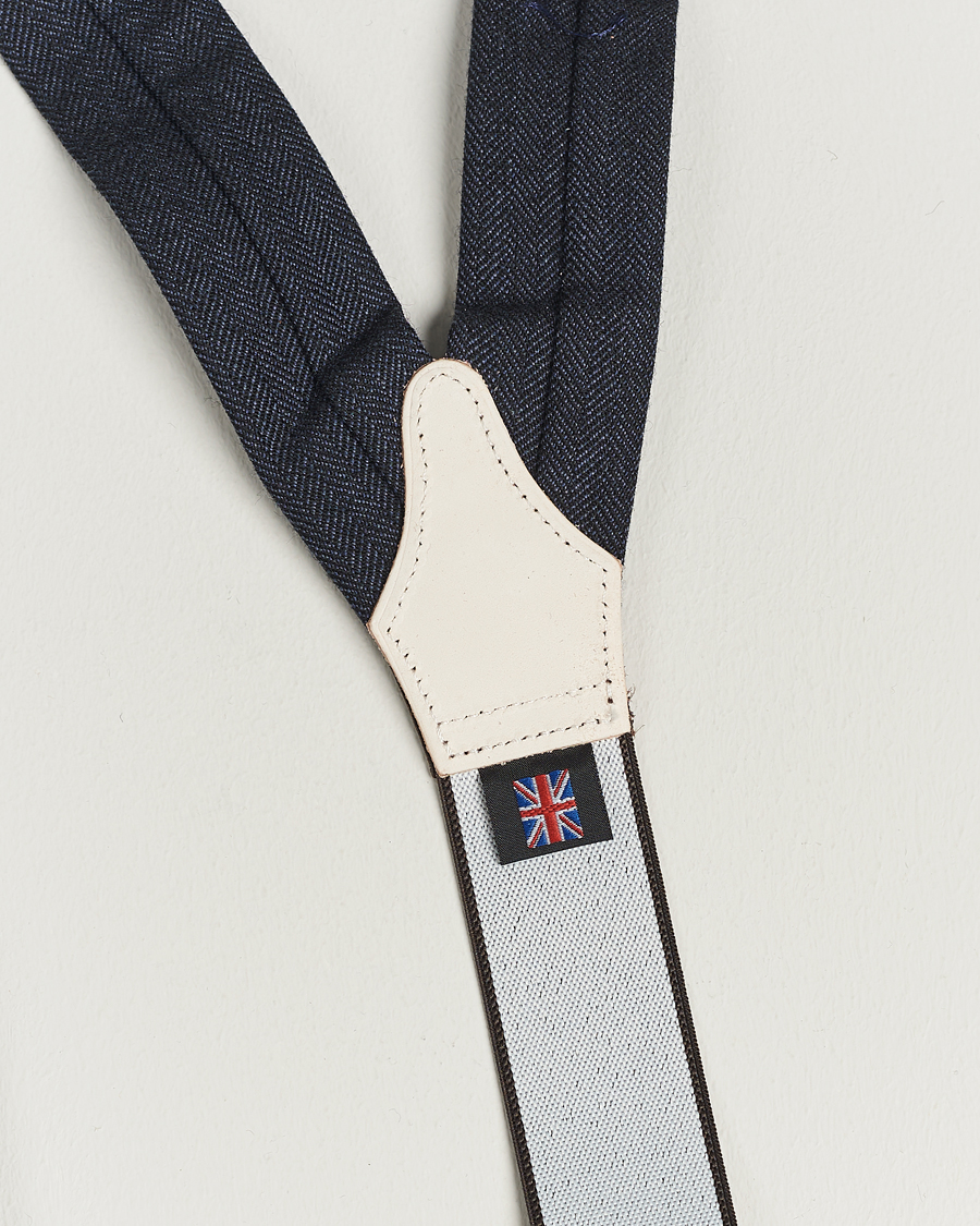 Uomini | Bretelle | Albert Thurston | Herringbone Braces 40mm Dark Blue